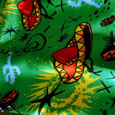 Carnival satin fabric - mexico green background