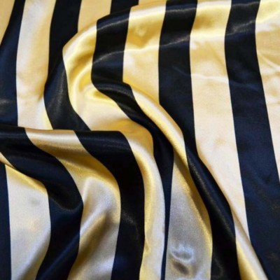 Carnival satin fabric - gold/black stripes