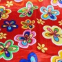 Carnival satin fabric - flower red background