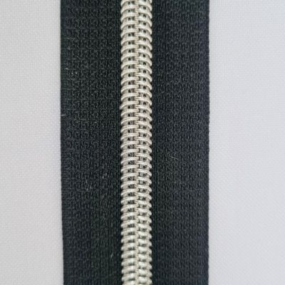 Black silver lurex spiral zipper