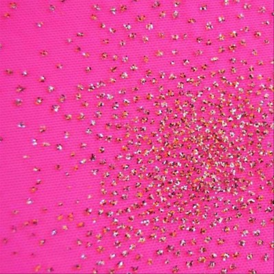 Sequined elastic tulle fabric - fluorescent pink / silver (lycra® mesh)