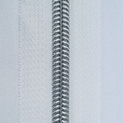 Spiral zipper lurex silver white