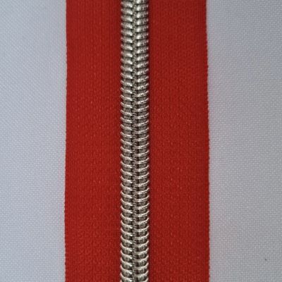 Spiral zipper lurex silver red