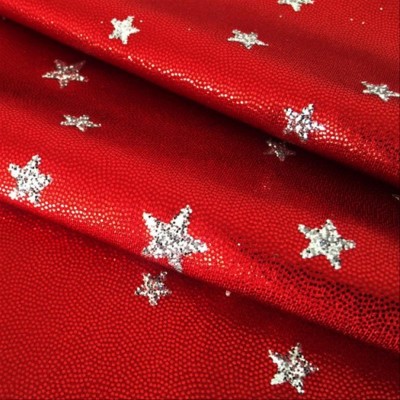 Powdered lycra fabric - silver star red
