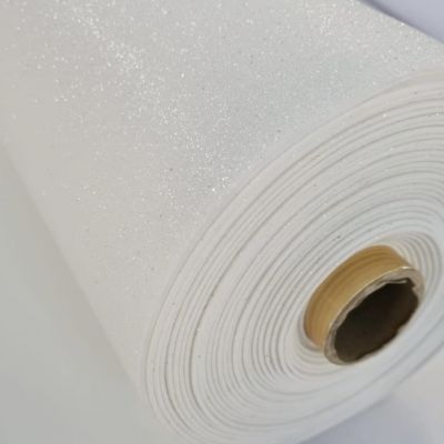Sequined foam rubber fabric - white
