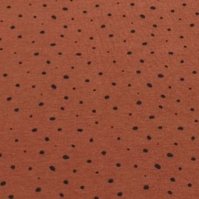 Jersey cotton fabric - orange polka dots