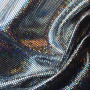 Tissu hologramme monostretch - argent fond noir