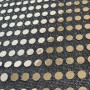 Tissu paillettes rondes - argent fond noir